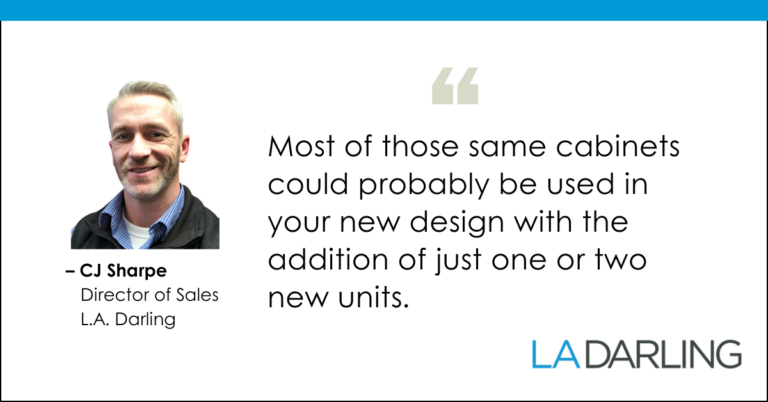 The same cabinets can probably be used in your new design.